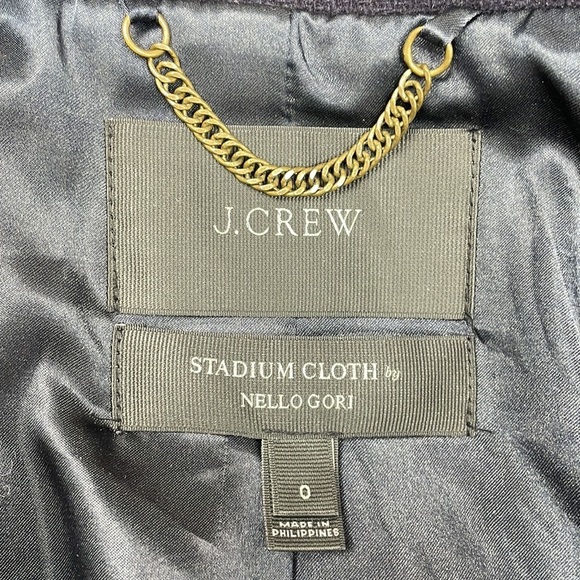 J. Crew Chateau Stadium Italian Wool Parka Pea Coat Winter Jacket Navy 0 - Picture 7 of 9